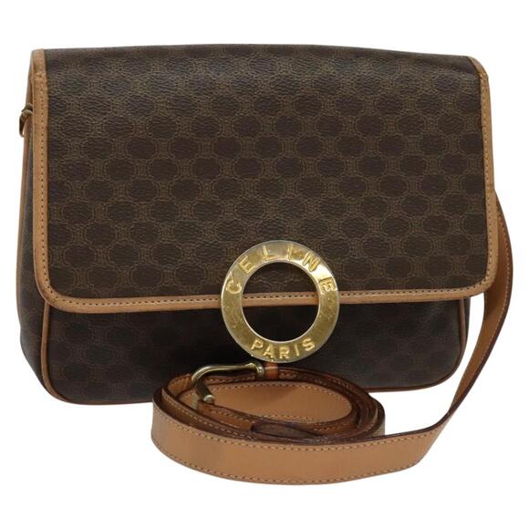 CELINE Macadam Canvas Shoulder Bag Pvc Leather Brown - Picture 1 of 12